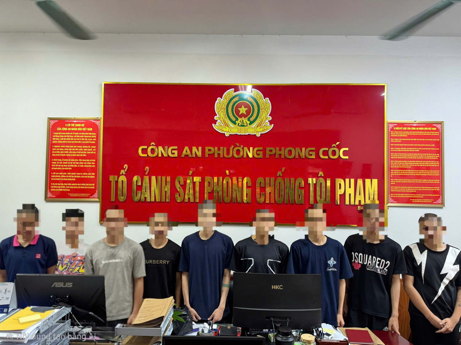cac-doi-tuong-gay-roi-trat-tu-cong-cong-1777698307356610174711 Mâu thuẫn trên mạng, 9 thanh thiếu niên mang hung khí hỗn chiến trong đêm - Ảnh 1.