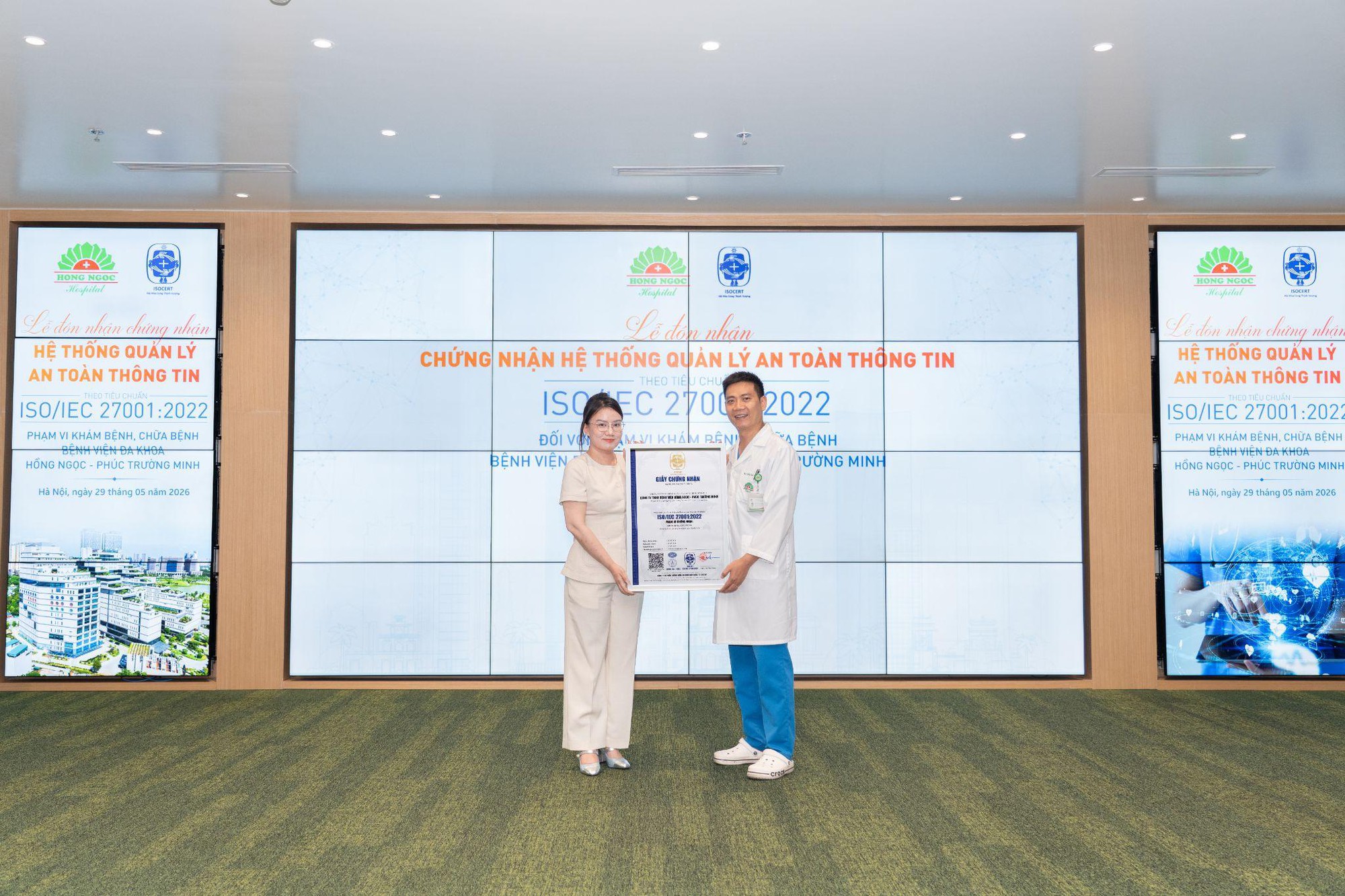 ISOCERT cấp chứng nhận ISO/IEC 27001:2022 cho Bệnh viện Đa khoa Hồng Ngọc – Phúc Trường Minh