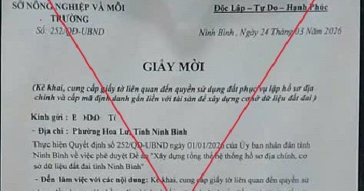 Cảnh báo lừa đảo giả giấy mời phục vụ cấp mã định danh để xây dựng cơ sở dữ liệu đất đai